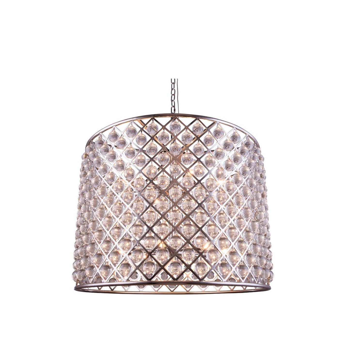 Madison Polished Nickel Twelve-Light Pendant with Royal Cut Clear Crystals