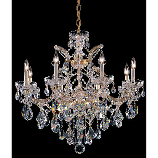 Gold Eight-Light Chandelier with Swarovski Strass Crystal