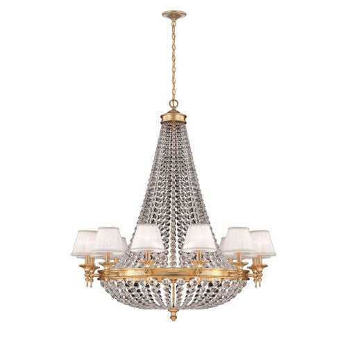 Pietra Gold 18 Light Chandelier with White Shade