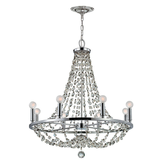 Group Channing Polished Chrome Eight-Light Chandelier with Decorative Beading