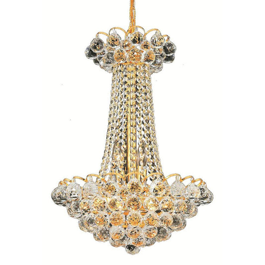 Godiva Gold Nine-Light 16-Inch Chandelier with Elegant Cut Clear Crystal