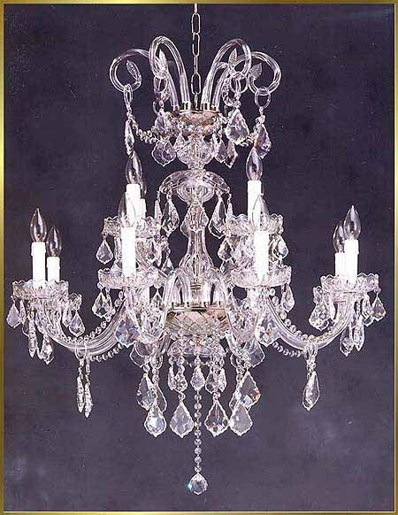 12 Lights Bohemian Crystal chandelier in polished chrome finish