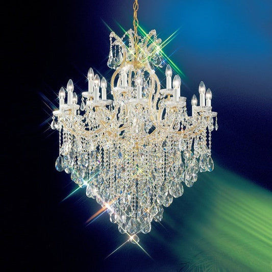 Gold plated 19 Light Maria Theresa crystal Chandelier