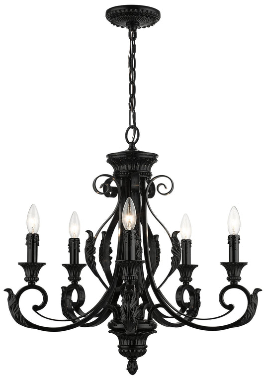 5 Light Shiny Black Chandelier