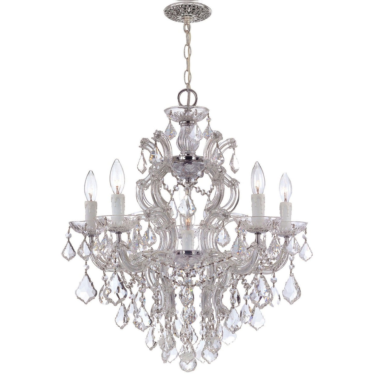 Group Maria Theresa Polished Chrome Five-Light Chandelier with Swarovski Elements Crystals