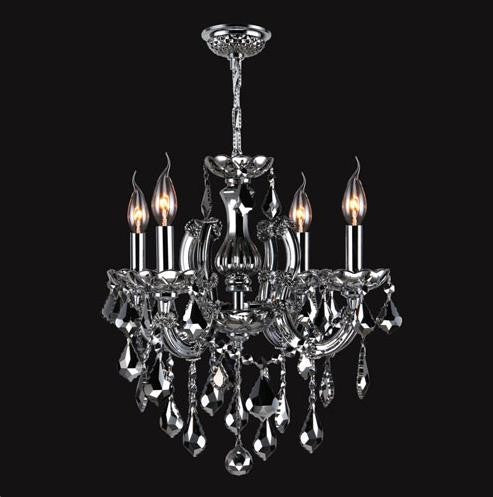 Four-Light Chrome Finish with Chrome Crystal Chandelier