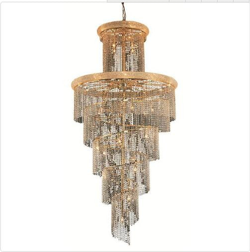 Gold Forty-One Light 48-Inch Chandelier with Royal Cut Clear Crystal