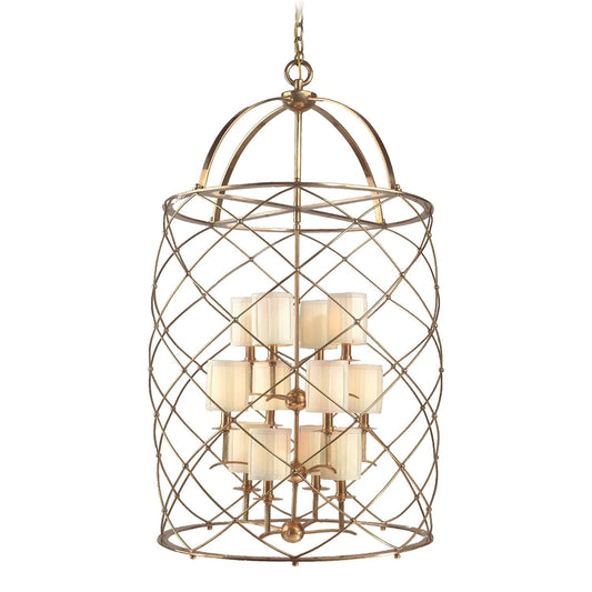 Aged Brass Twelve-Light Chandelier
