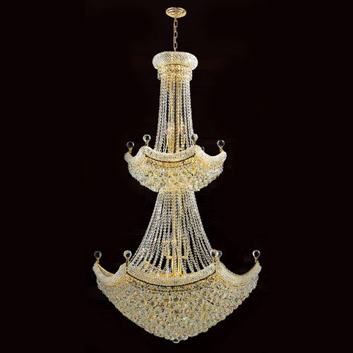 Gold Finish with Clear-Crystals Chandelier