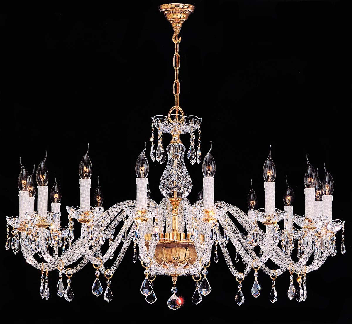 Gold plated 16 Lights Bohemian Crystal chandelier