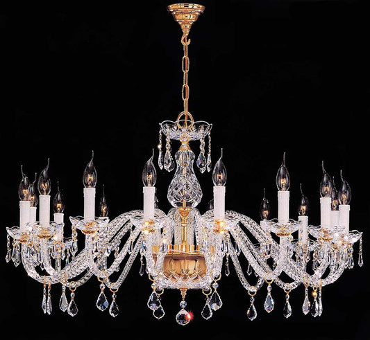 Gold plated 16 Lights Bohemian Crystal chandelier