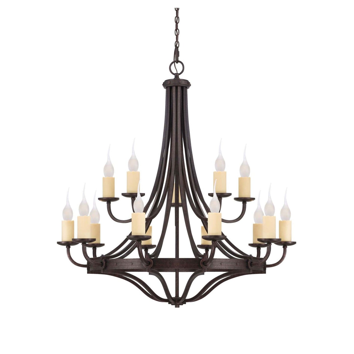 Oiled Copper Fifteen-Light Chandelier