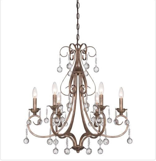 Gold Six Light Chandelier