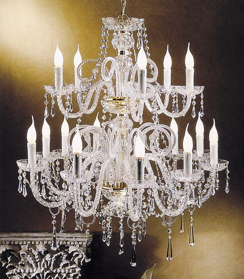 Gold plated 15 Lights Bohemian Crystal chandelier