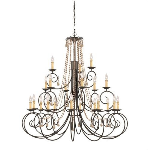 Twelve-Light Chandelier with Golden Teak Swarovski Strass Crystal
