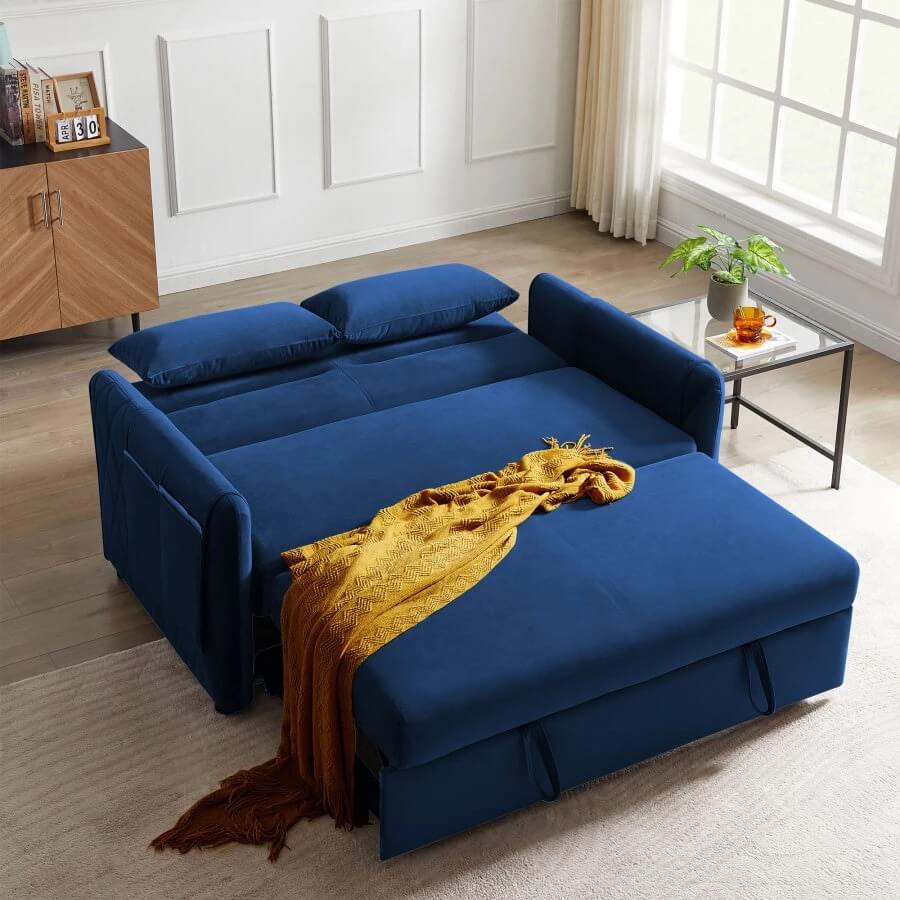 59.9" Modern Convertible Velvet Loveseat Sofa with Adjustable Backrest