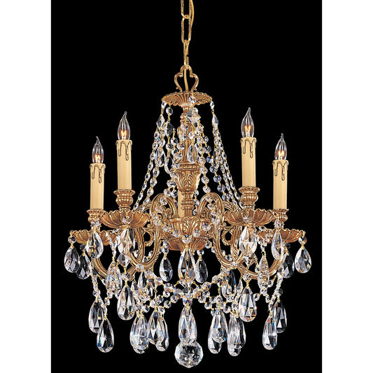 Group Novella Ornate Cast Brass Five-Light Chandelier with Swarovski Strass Crystal