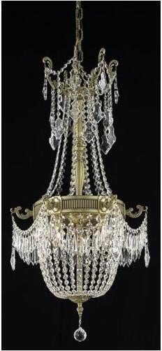 French Gold Six-Light Chandelier with Clear Royal Cut Crystals