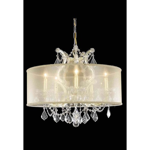 Gold Chandelier with Royal Cut Crystal and Gold Shade