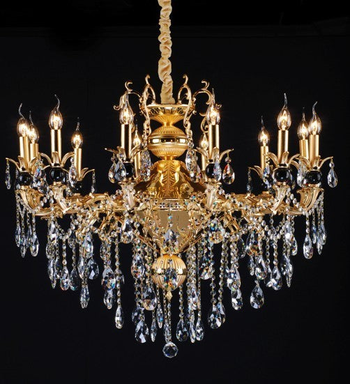 Gold plated 12 Light Zinc Alloy crystal Chandelier