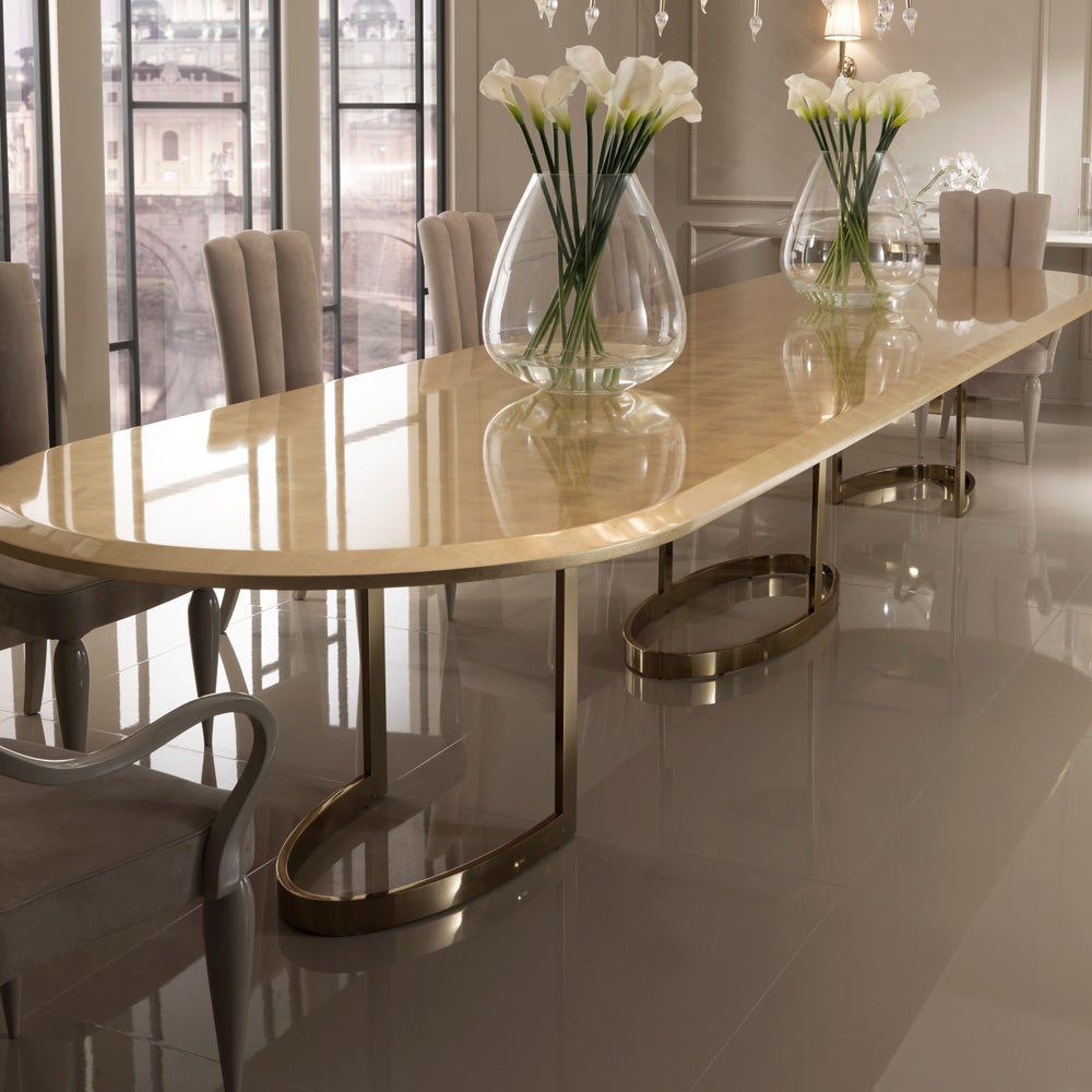 5m Large Designer Gold Oval Dining Table