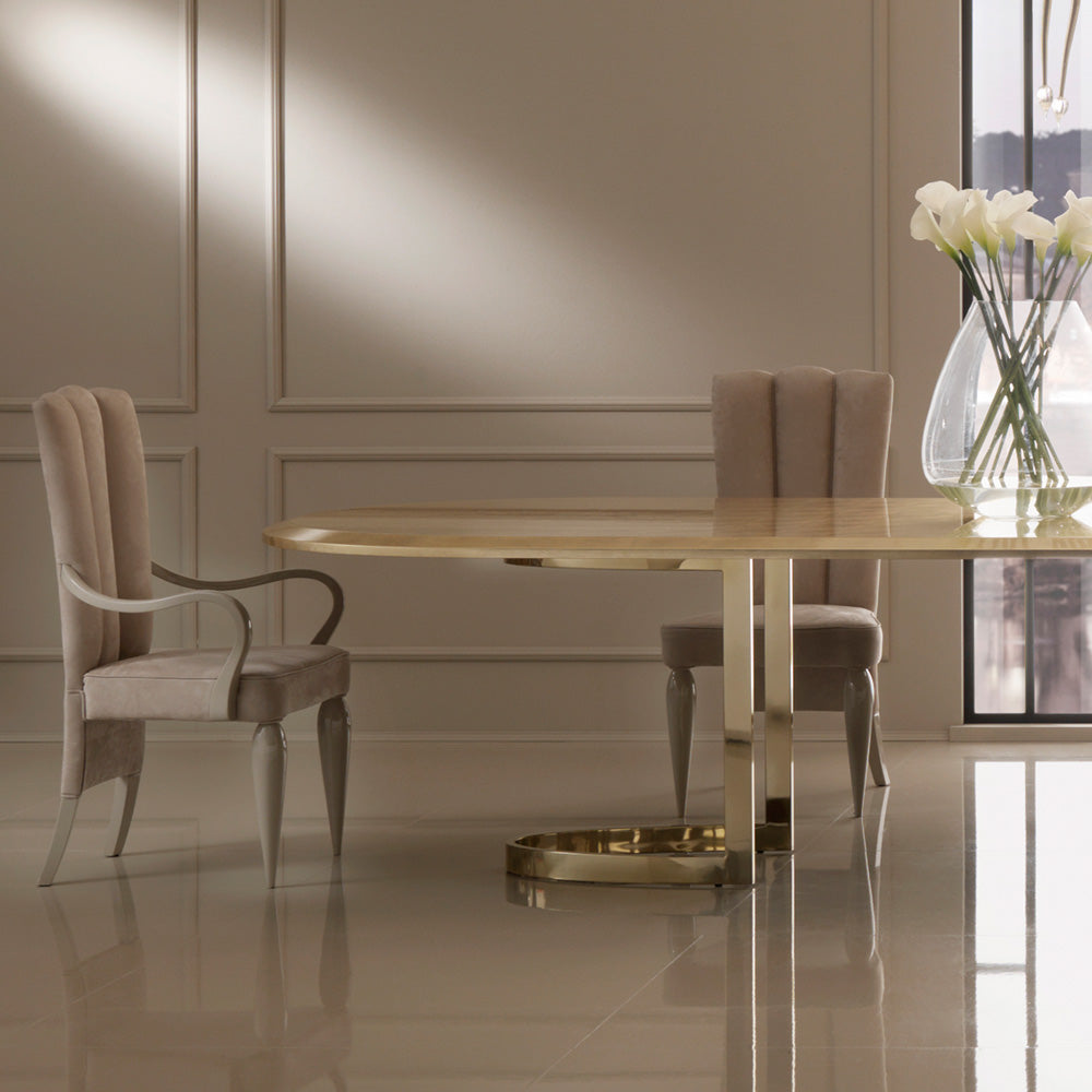 5m Large Designer Gold Oval Dining Table