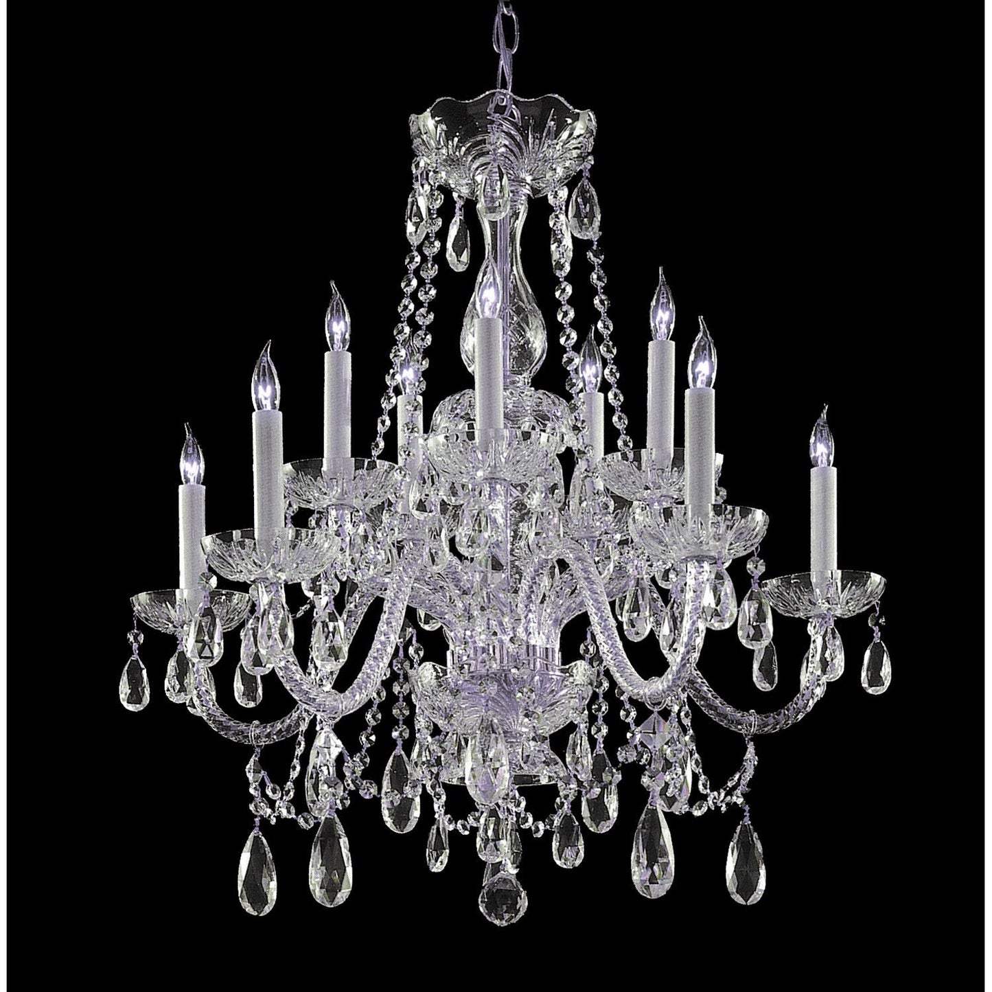 Group Traditional Polished Chrome Five-Light Swarovski Elements Crystal Chandelier