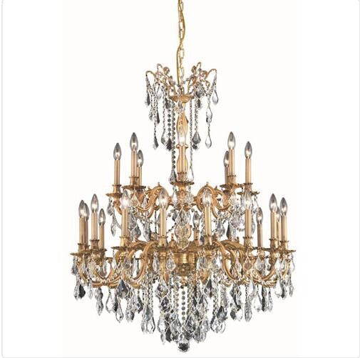 Gold 24-Light Chandelier with Royal Cut Crystal