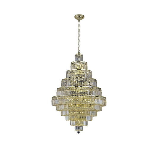 Maxim Gold Thirty-Light Chandelier with Clear Royal Cut Crystals