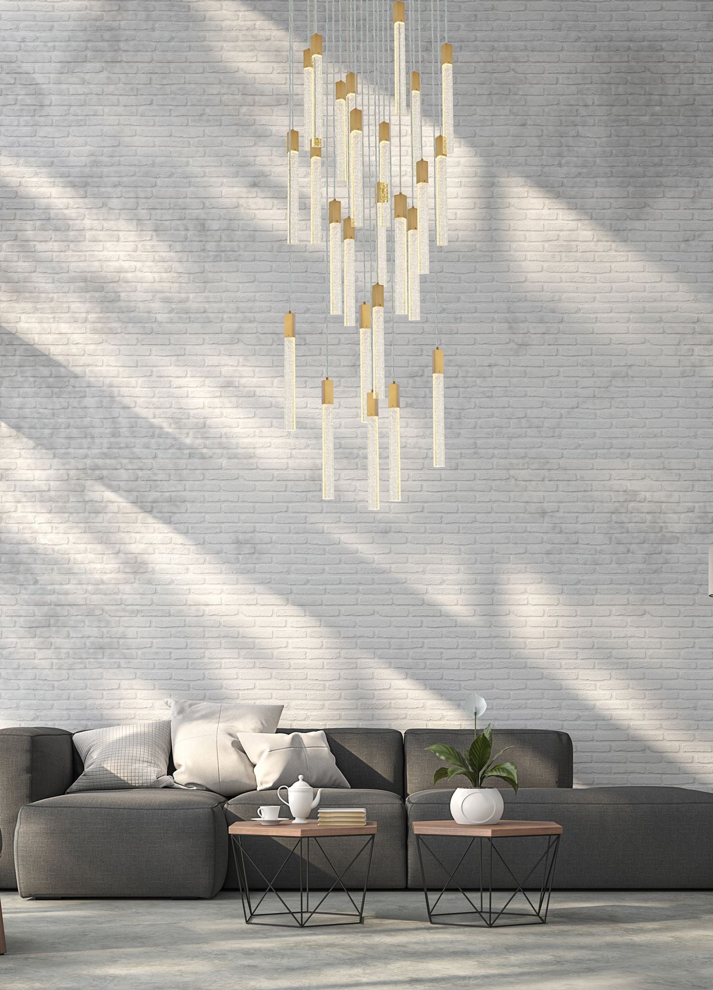 Weston 42" Wide Satin Gold 25-Light LED Pendant