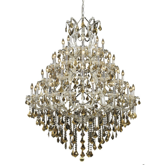 Maria Theresa Chrome Forty-Nine Light 46-Inch Chandelier with Royal Cut Golden Teak Smoky Crystal