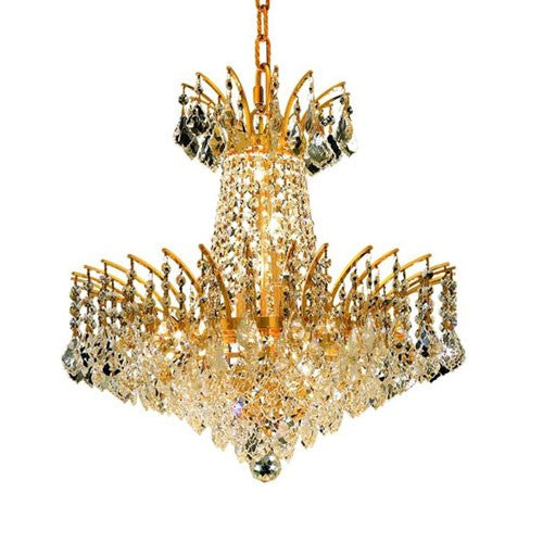 Gold Eight-Light Chandelier with Clear Royal Cut Crystals