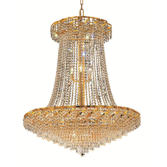 Gold Twenty-Two Light 36-Inch Chandelier with Royal Cut Clear Crystal