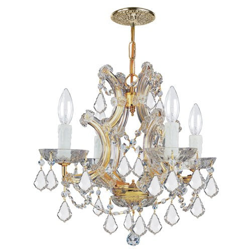 Gold Four-Light Chandelier with Swarovski Spectra Crystal