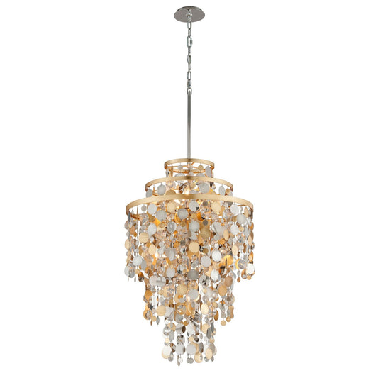 Gold and Silver Leaf Seven-Light Pendant