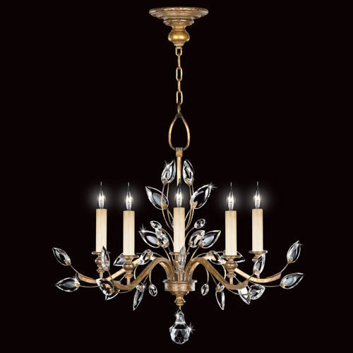 Crystal Laurel Gold Five-Light Chandelier