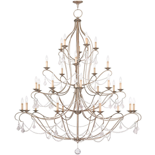 Chesterfield Silver Leaf 30 Light Chandelier