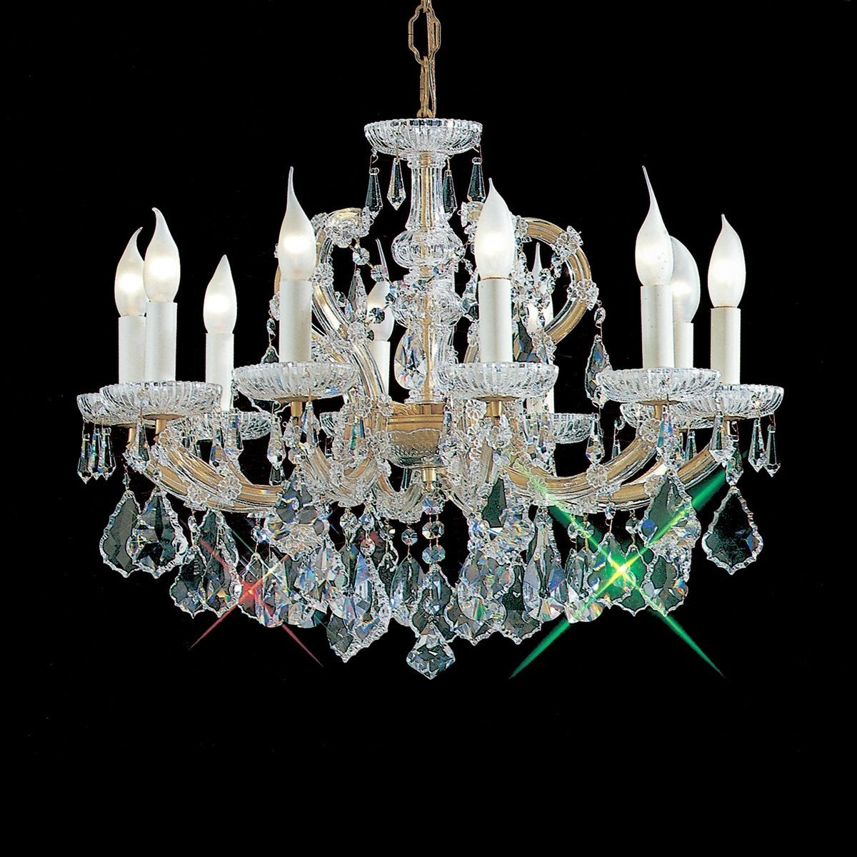 Gold plated 10 Light maria theresa crystal Chandelier