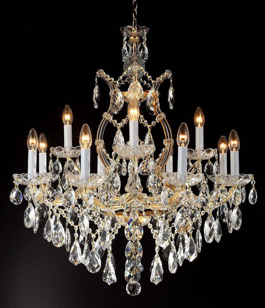 12 Lights Maria Theresa crystal chandelier dressed with clear crystals