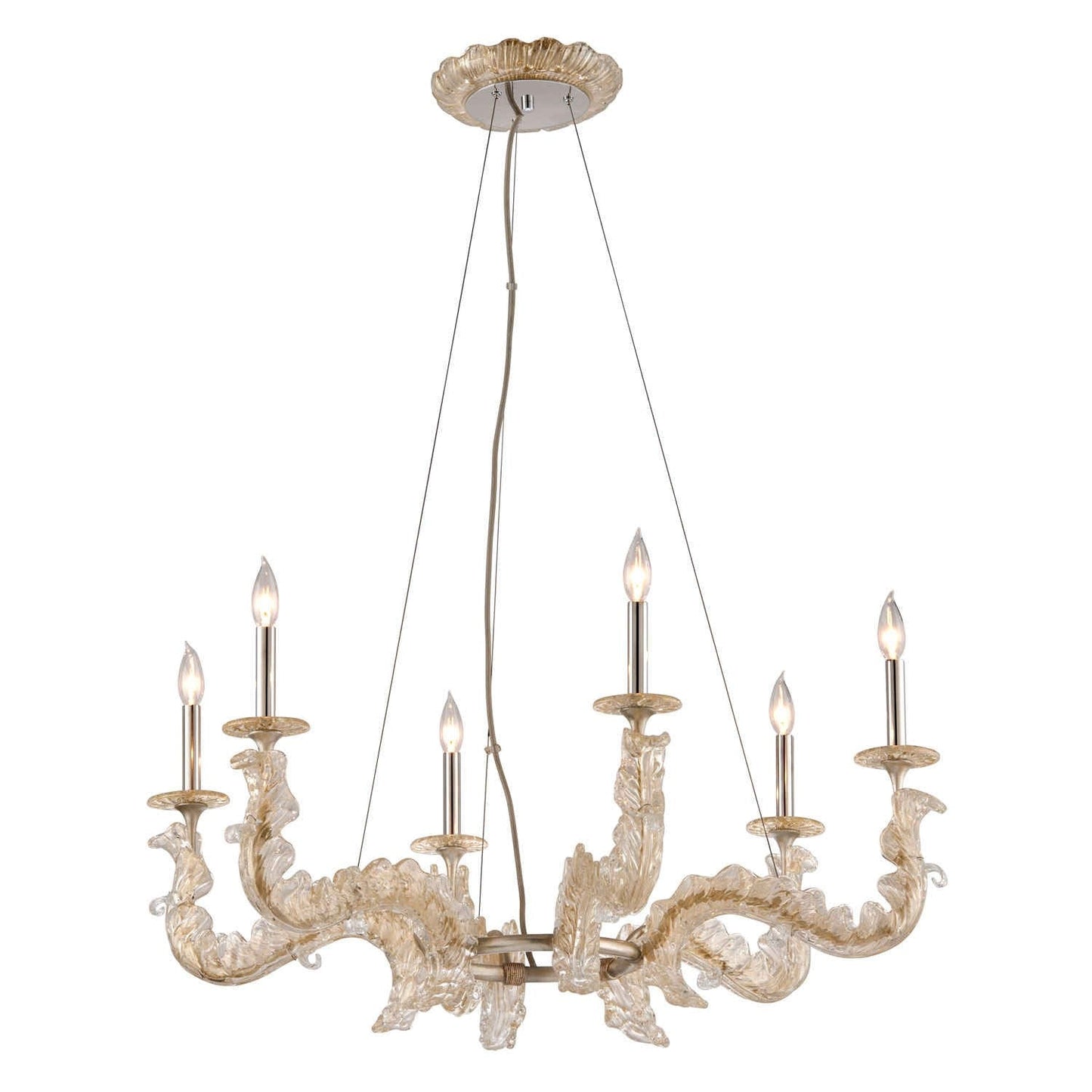 Gold Leaf Six-Light Chandelier
