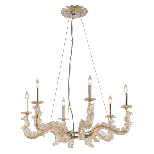 Gold Leaf Six-Light Chandelier