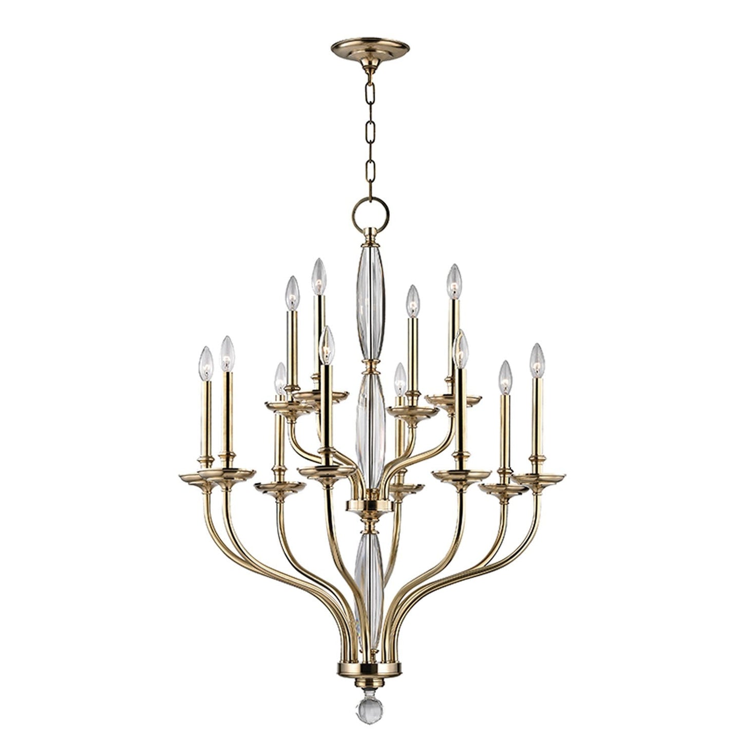 Brass Twelve-Light Chandelier
