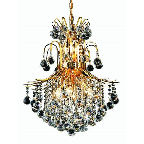 Gold Eleven-Light 22-Inch Chandelier with Royal Cut Clear Crystal