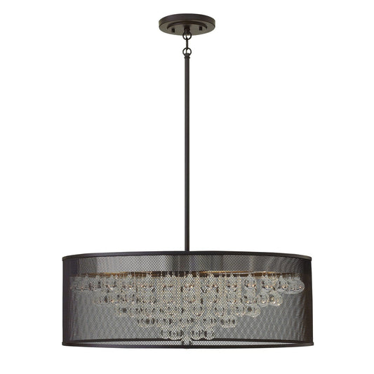 Black Eight-Light Large Stem Hung Pendant