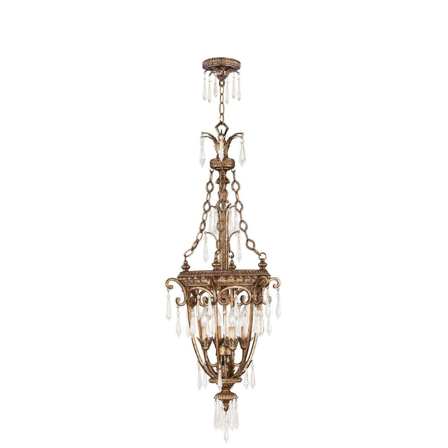 La Bella Vintage Gold Leaf Four-Light Lantern Pendant