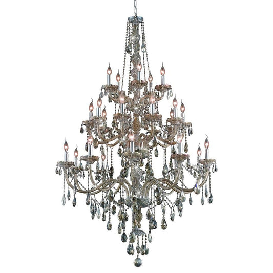 Verona Golden Teak Twenty-Five Light Chandelier with Golden Teak/Smoky Royal Cut Crystals