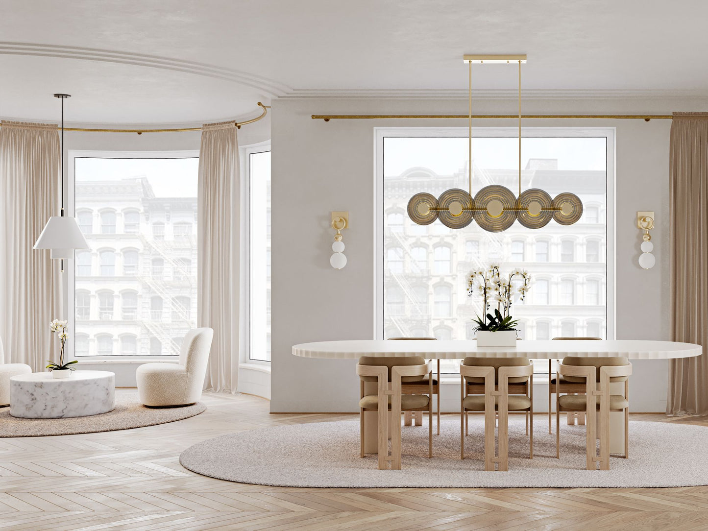 Hudson Valley Griston 53" Wide Aged Brass 10-Light LED Island Light