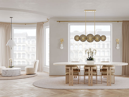 Hudson Valley Griston 53" Wide Aged Brass 10-Light LED Island Light