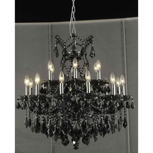 Elegant Lighting Maria Theresa Black 19-Light Chandelier with Jet Black Royal Cut Crystal