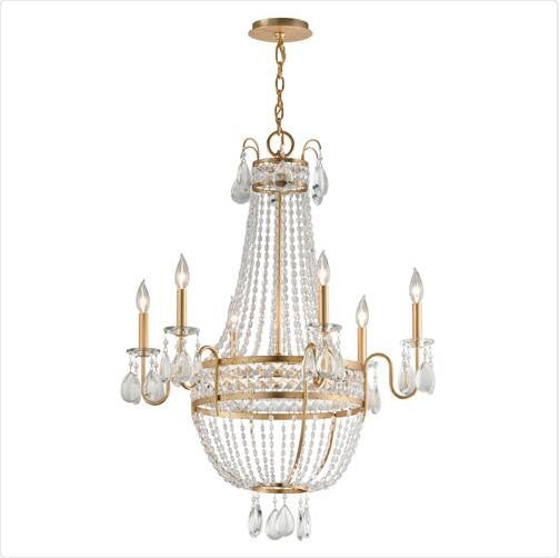 Gold Leaf Six-Light Chandelier